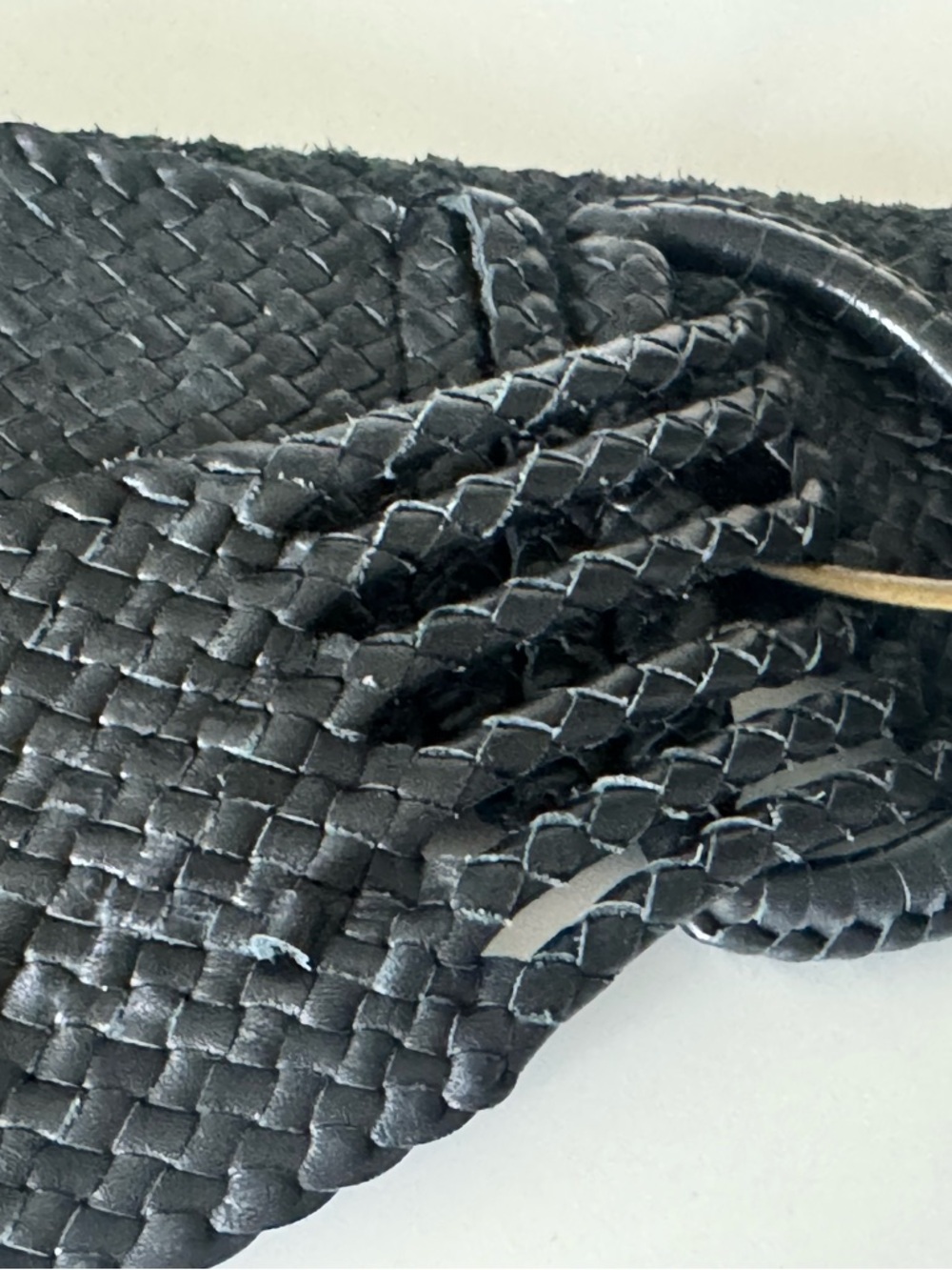 Nicole Black Braided Leather Waist Belt with Loop Accent